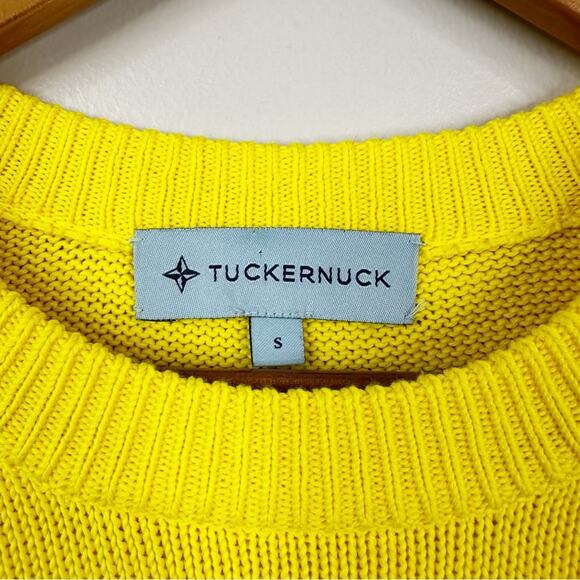 Tuckernuck Bar Harbor Sweater Womens Small Yellow White Striped Cotton Pullover - Picture 2 of 8